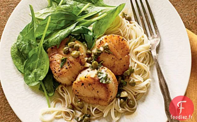 Piccata de Pétoncles aux Épinards Sautés