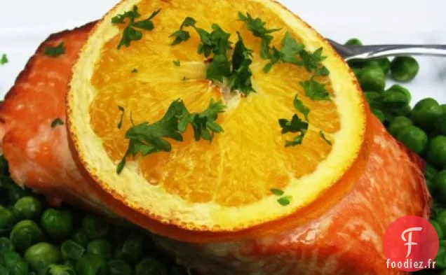 Saumon cuit à l'orange et au miel