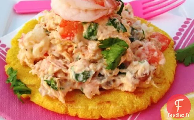 Arepas au Saumon et aux Crevettes (Arepas avec Saumon et Camarones)