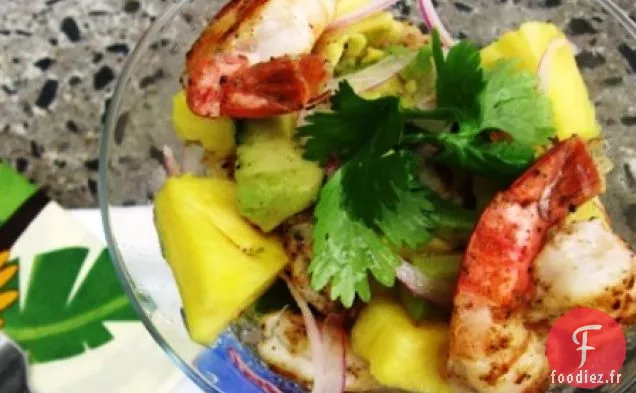 Cocktail de Crevettes, Ananas et Avocat (Cocktail de Camarones con Piña y Aguacate)