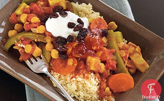 Légumes au curry sur Couscous