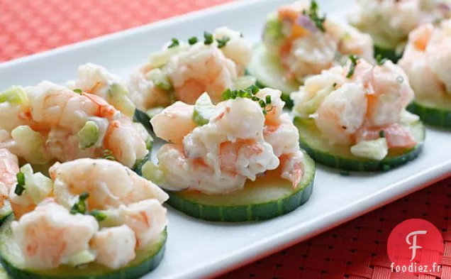 Salade De Crevettes Sur Tranches De Concombre