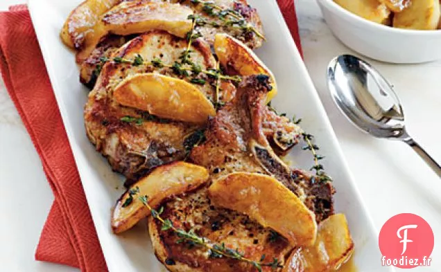 Côtelettes de Porc Saumurées avec Compote de Pommes