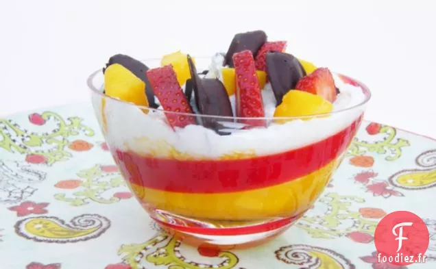 Fou de Yaourt à la Noix de Coco et à la Mangue avec Banane Trempée au Chocolat