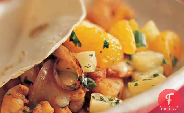 Tacos aux Crevettes Douces avec Salsa Tropicale