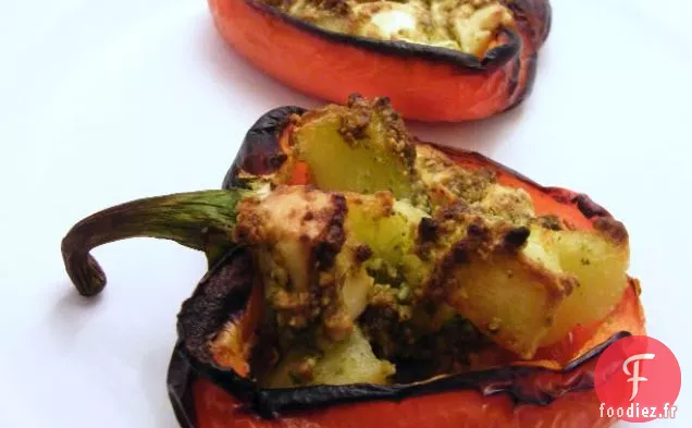 Poivrons Farcis aux Pommes de Terre Nouvelles, Feta et Pesto