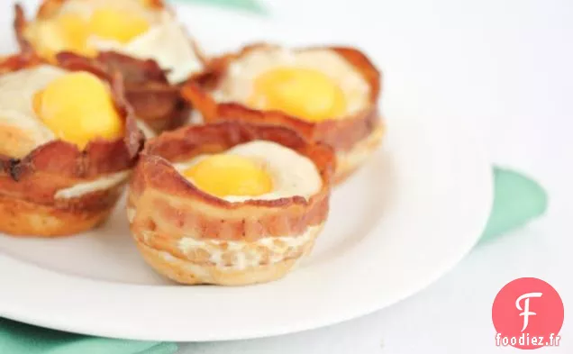 Tasses à Sandwich aux Biscuits aux Œufs au Bacon