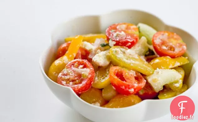 Salade de Féta aux Tomates Cerises et au Concombre