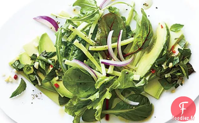 Carpaccio de Brocoli avec Salade de Tiges de Brocoli
