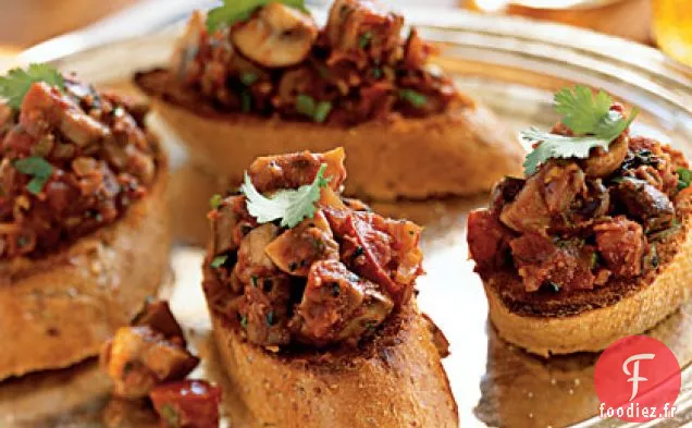 Bruschetta aux Champignons Sautés Épicés