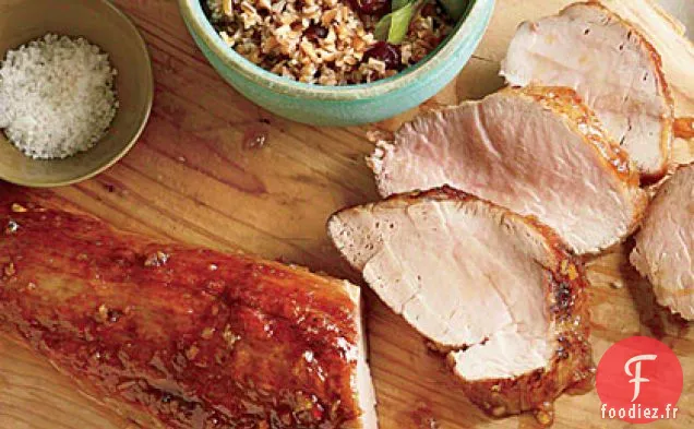 Filet de Porc Glacé à l'Orange avec Taboulé aux Canneberges et Sauté de Petits Pois