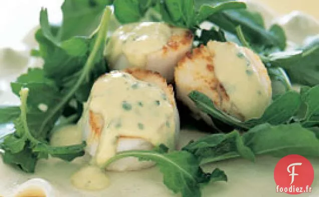 Pétoncles Poêlés au Sabayon à l'Ail Rôti