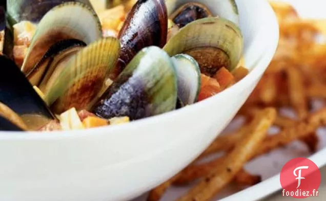 Moules au Curry et Frites au Four