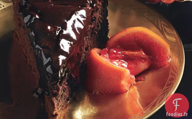 Gâteau au Chocolat Doux-Amer Parfumé à l'Orange avec Compote d'Orange Sanguine Confite