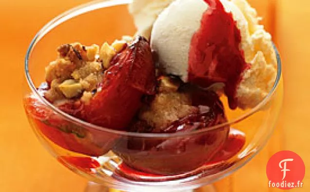 Streusel - Prunes Rôties avec Glace à la Vanille