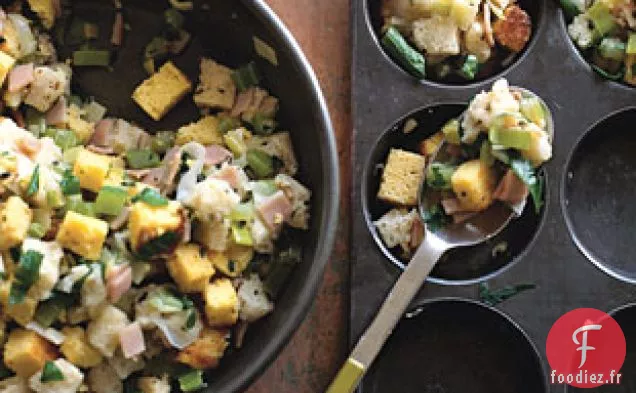 Muffins Farcis de Pain de Maïs au Jambon et à la Sauge