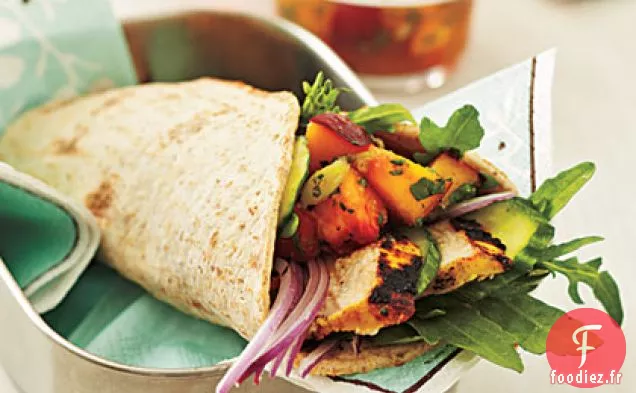 Wraps de Poulet au Curry et Chutney de Nectarines
