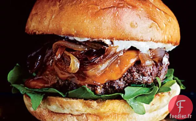 Cheeseburgers au Cheddar aux Échalotes Caramélisées