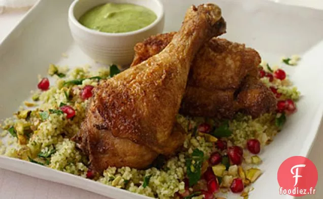 Poulet Épicé Croustillant avec Vinaigrette au Houmous