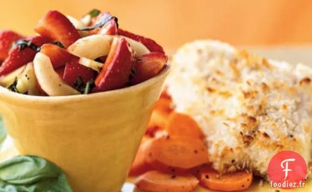 Salade de Fraises, Concombres et Basilic