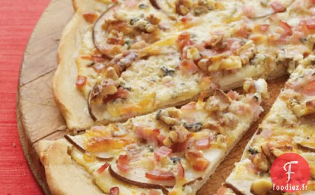 Pizza Blanche au Bacon, Fromage Bleu et Miel
