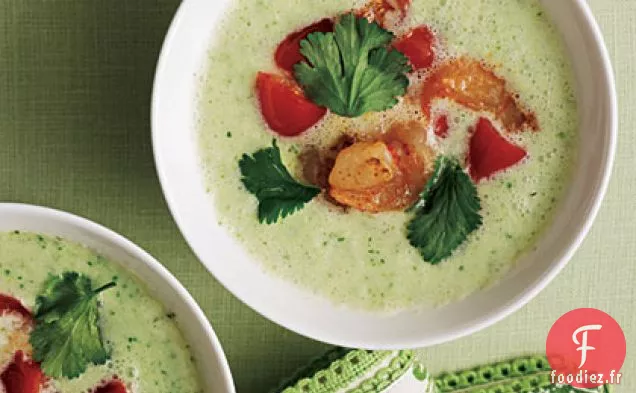 Gaspacho de Concombre avec Relish de Crevettes