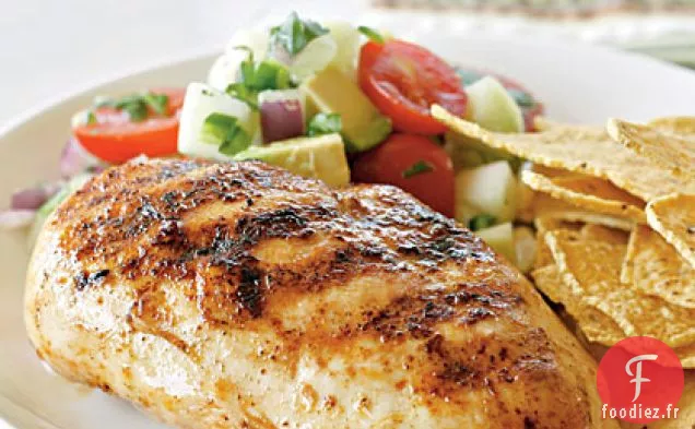 Poitrines de Poulet avec Salsa à l'Avocat, à la Tomate et au Concombre