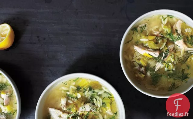 Soupe au Poulet Citronné et à l'Orzo