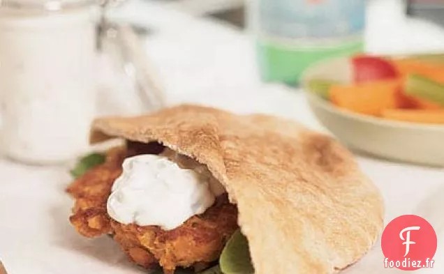 Pitas de Falafels avec Vinaigrette au Concombre et au Yogourt