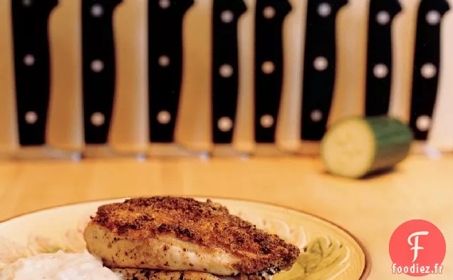Poitrines de Poulet en Croûte d'épices et Raita au Citron et au Concombre