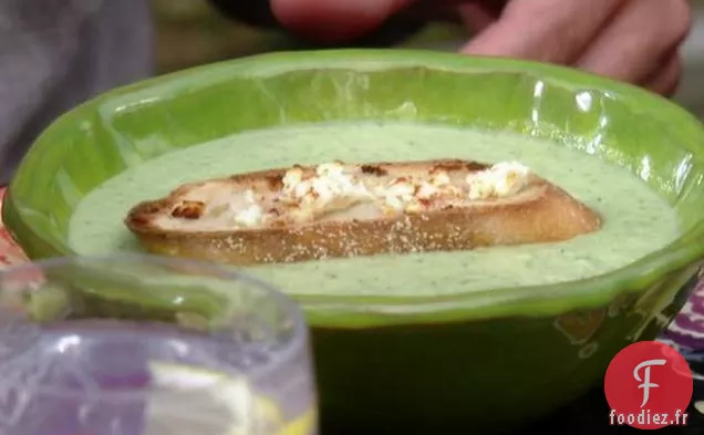 Gaspacho au Concombre-Litchi et Crostini à la Feta