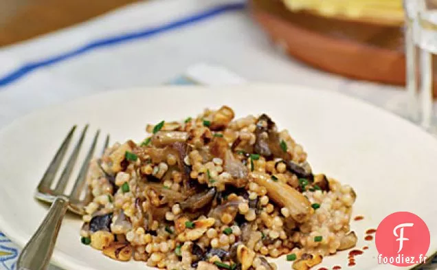 Fregula façon Risotto aux Champignons, Abbamele et Fromage de Chèvre (Fregula kin Antunna e Crapinu)