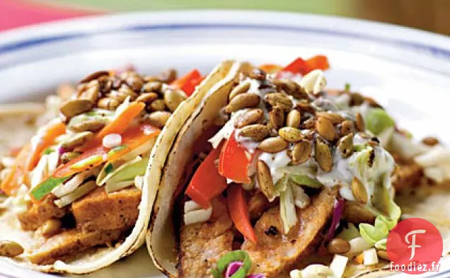 Tacos de Porc à la Salade de Chou et Pepitas épicées