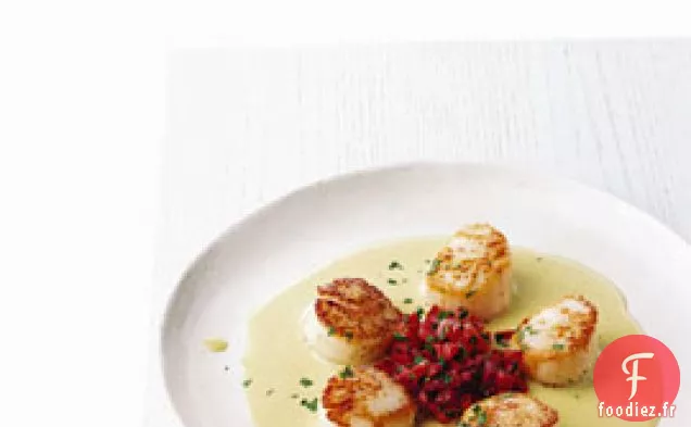 Pétoncles de Mer au Coulis de Maïs et Tomates