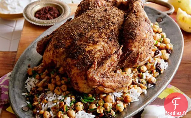 Poulet Rôti à la Coriandre et au Sumac aux Pois Chiches et Noisettes