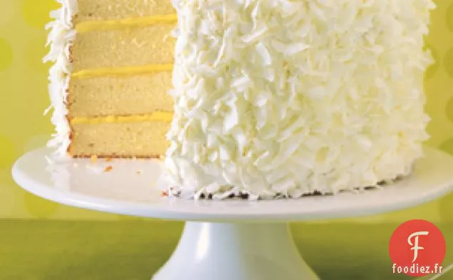 Gâteau à la Noix de Coco au Gingembre et au Citron Vert avec glaçage à la Guimauve
