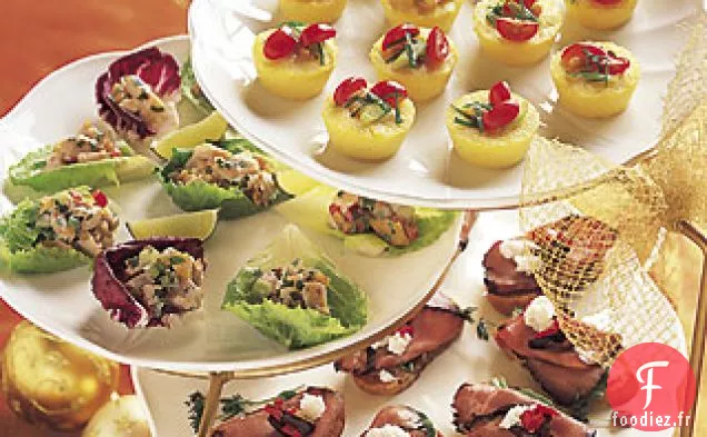 Crostini de Rôti de Bœuf et Roquette avec Relish Olive-Poivron Rouge