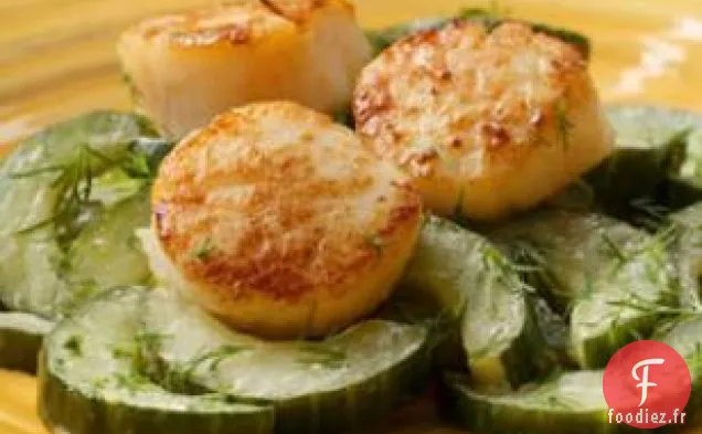 Pétoncles Poêlés Aux Concombres Sautés