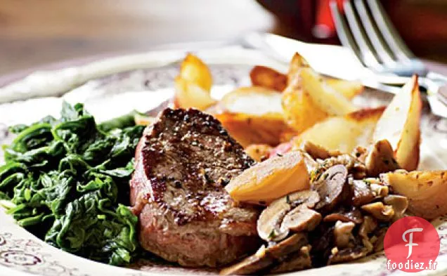 Steaks de Filet de Bœuf Nourris à l'Herbe avec Champignons Sautés