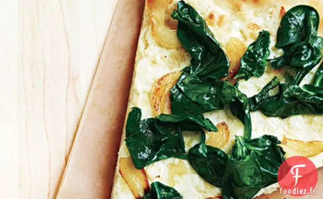 Pizza Blanche aux Trois Fromages aux Épinards