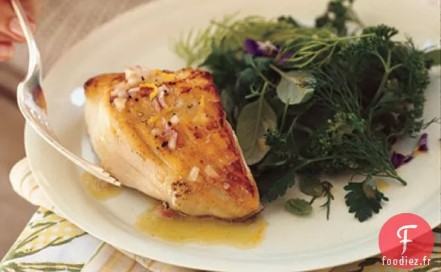 Morue Noire Sautée À La Vinaigrette Échalote-citron Et Herbes Fraîches