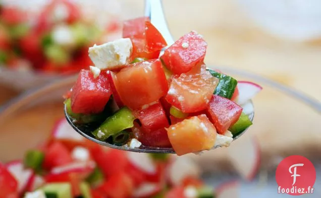 Salade De Légumes Hachés, Pastèque Et Feta