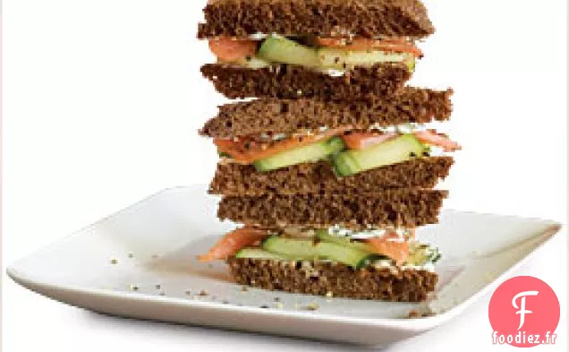 Sandwichs au Thé au Saumon Fumé et au Concombre