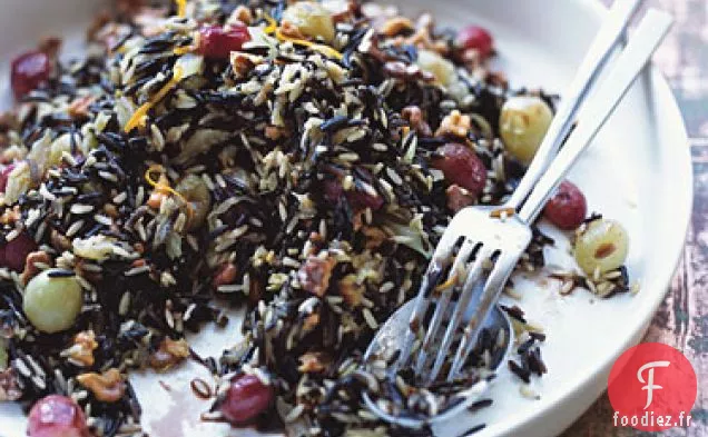 Vinaigrette de Riz Sauvage aux Raisins Rôtis et aux Noix