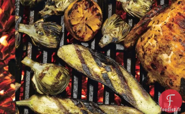 Citrons Grillés, Petits Artichauts Et Aubergines