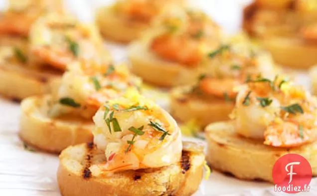 Bruschetta aux Crevettes au Limoncello