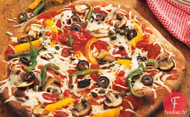 Pizza aux Champignons, Poivrons, Olives et Câpres