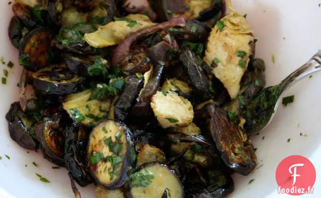 Aubergines Rôties Au Cœur D'Artichaut Et Salsa Verde
