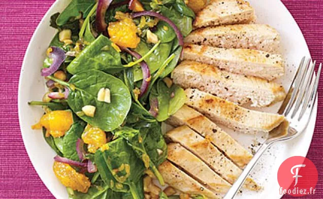 Salade d'Épinards Flétris au Poulet et aux Mandarines