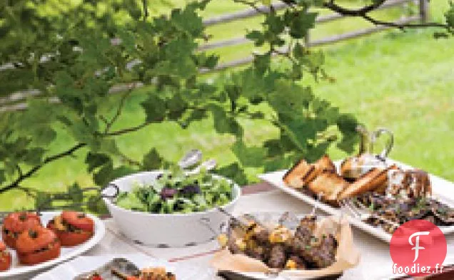 Aubergines Grillées Au Vinaigre Balsamique, Feta Et Baguette Grillée